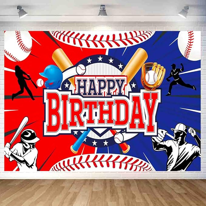 Baseball Birthday Party Decoration Baseball Happy Birthday Backdrop Baseball Photo Background Banner Poster for Baseball Party Decorations Party Supplies 70.8 x 47.2 Inch
