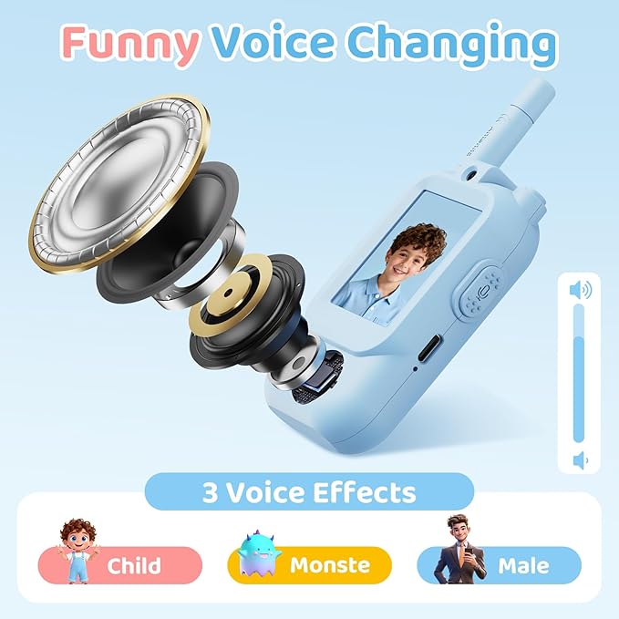 Video Walkie Talkies for Kids, 2 Pack Rechargeable Kids Video Walkie Talkies with Camera, Facetime Walkie Talkie for Indoor Outdoor Games, Camping, Hiking for Boys Girls Ages 3-12