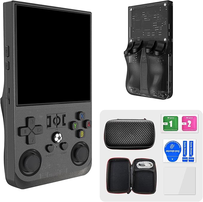 2026 Upgraded R36MAX Handheld Game Console Built-in 128GB TF Card 4000mAh Battery 20000+Classic Games Linux System 4.0-inch IPS Screen (Black)