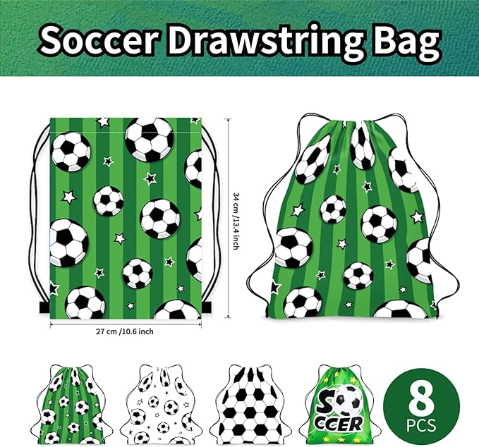 116PCS Soccer Party Favors Goodie Bags Bulk, Soccer Gift Bag Fillers with Mini Ball, Slap Bracelets, Wristband, Keychain, Stickers for Football Party Supplies