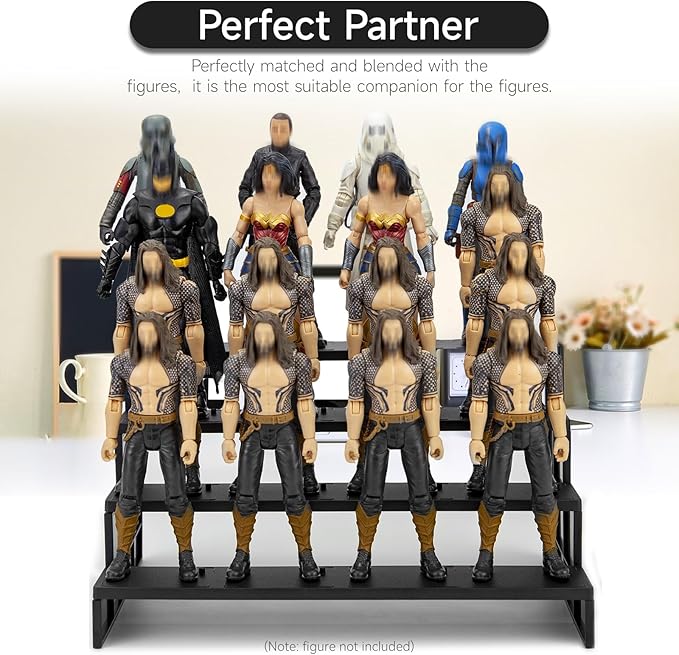 6 inch Acrylic Riser Display Shelf,Clear Action Figures Stands With PEG,4 Tier Toy Collectibles Organizer Compatible with 1/12 Scale Action Figure Toy (Only Fit For 6 inch SW Black Series Figure Toy-Black)