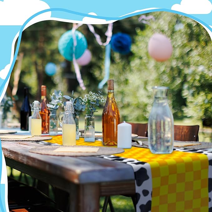 2 Pcs Cartoon Table Runner Cartoon Birthday Party Supplies 1.08 x 6 ft Linen Table Cover Supplies for Birthday Party Decorations (Classic)