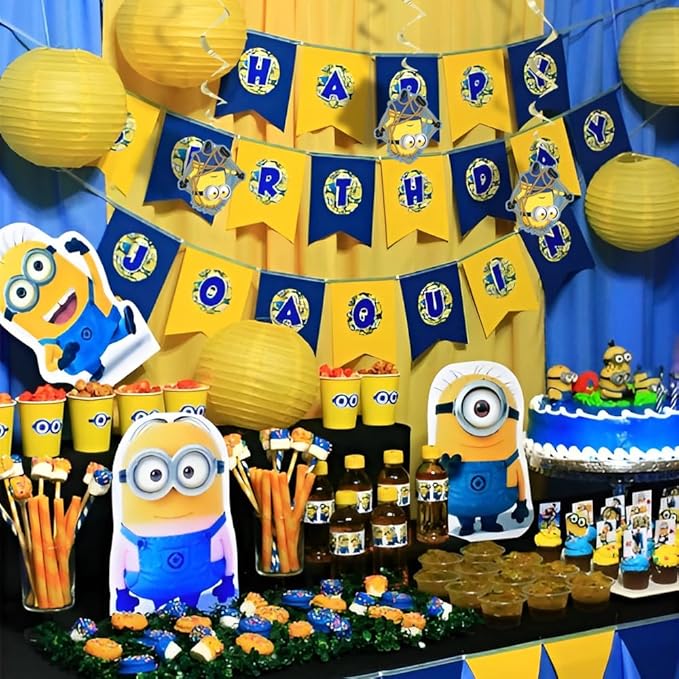 Despicable Me Hanging Swirl Decorations, 26" (Pack of 3) - Eye-Catching Yellow & Blue Design, Perfect for Indoor & Outdoor Use