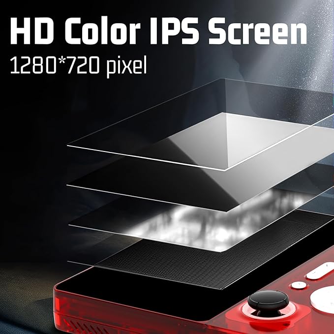 Retro Handheld Game Console - 5 Inch IPS Screen, Linux System, Pre-Installed 64GB TF Card Built-in 15000+ Classic Games, 1280x720 Pixels, Game Searchable, Portable Pocket Arcade with Desktop Stand