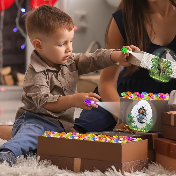 36Pcs Dinosaur LED Finger Lights Dino Glow in the Dark Light Up Finger Lights Dinosaur Party Favors Dino Theme Toys Bulk for Kids Birthday Classroom Prize Exchange Gift Supply