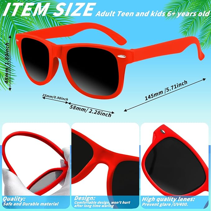 100 Pack 20 Color Neon Sunglasses Party Favors Bulk,80’s Retro Style Perfect Colorful Novelty Sun glasses Set for Birthday Party Supplies,Beach,Pool Party Favors,Goody Bag Favors for Kids Adults