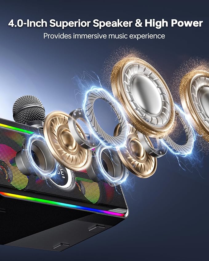 216 Bluetooth Karaoke Machine for Adult Kid with Storage and Charging Station, Powerful Karaoke System, 12H Playtime, Rechargeable Wirless Microphone, Support USB/AUX Indoor Outdoor