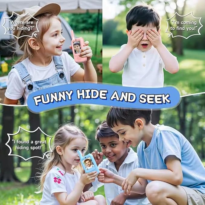 Video Walkie Talkies for Kids,2 Pack Rechargeable Video Intercom Kids Walkies Talkies, Indoor Outdoor Toys for Family Games, Outside, Camping, Hiking for Boys Girls Ages 3-12