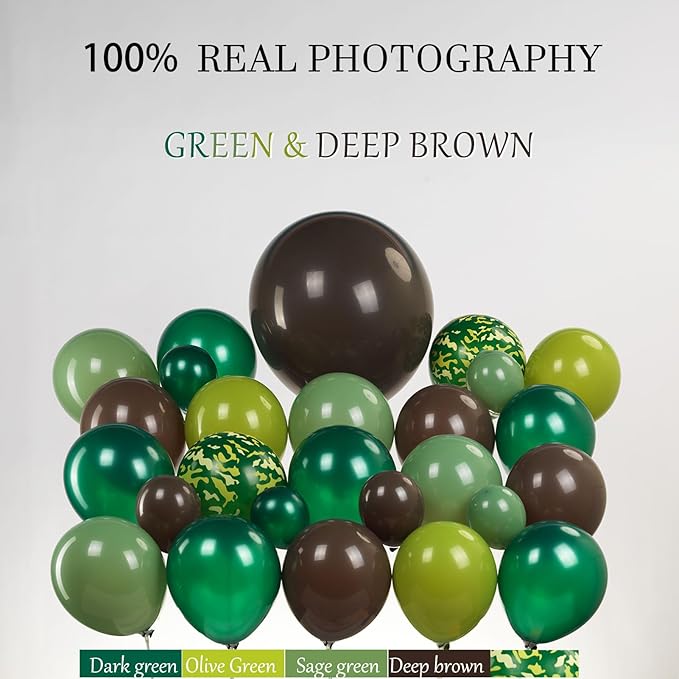 Dinosaur Trunk or Treat Car Party Balloon Arch Garland Kit with Dark Green Sage Green Brown Dino Foil Balloons for suv SUV Car Archway Garage Dinosaur T-REX Theme Halloween Decoration Supplies