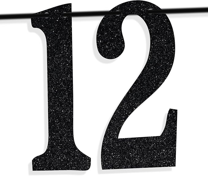 Black Glitter Look at You Turning 12 & Sh*t Banner, Happy 12th Birthday/Level 12 Unlocked/Cheers to 12 Years, Funny 12th Birthday Party Decorations Supplies