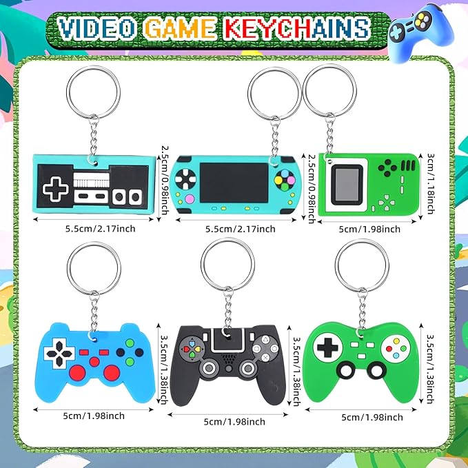 65 PCS Cute Keychain for Kids Party Favors With Video Game Animal Mermaid Dinosaur Ball Donut Fruit Gift School Prize Goodie Bag Stuffers Birthday Party Supplies