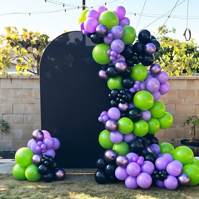 Black Purple Green Balloon Arch Kit, Star Foil Balloons for Kids Boy Monster Theme Birthday Decorations Baby Shower Wedding Anniversary Engagement Graduation Celebrations Party Supplies