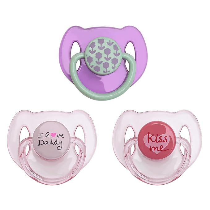 Cute Pink Purple Style Magnetic Pacifiers 3 Piece Set for Reborn Baby Dolls Girl Feeding Toy Accessories