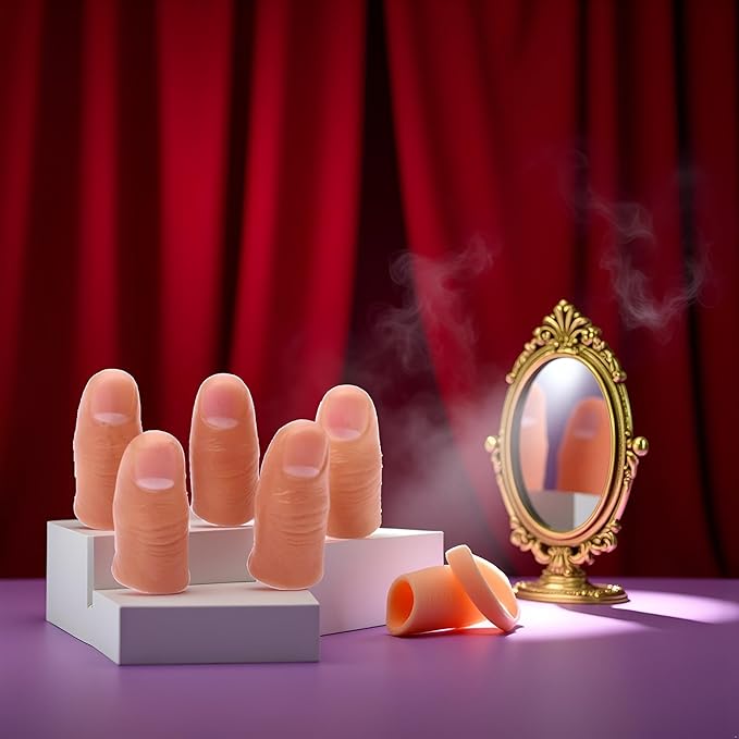5pcs Fleshcolor Fake Finger Trick Prop,Hard Thumb Tip Finger Fake Magic Tricks,Close up Magic KitsAppear Vanish Magic for Magicians Accessories,Novelty and Gag Toys