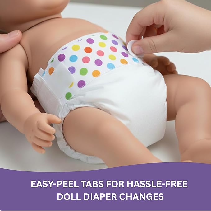 Pail Buddies Baby Doll Diapers Refill Value Pack | Compatible with Baby Alive Dolls 10–14 Inch That Drink & Wet / Poop | Secure Tabs, Absorbent & Kid-Friendly | Doll Accessories | 32 Count