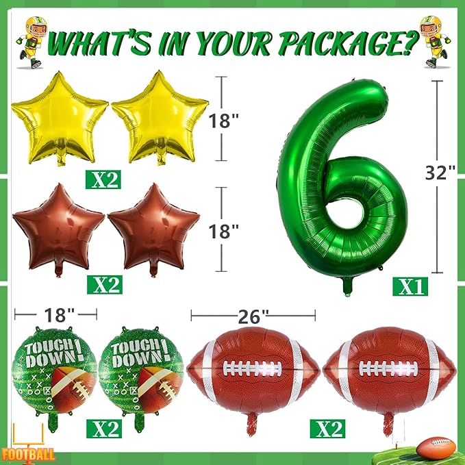 Football Balloons Set Football Birthday Party Decorations Football Touchdown Sports Theme Birthday Party Decoration, Tailgate Game Day Football Theme Supplies Birthday Party Decorations