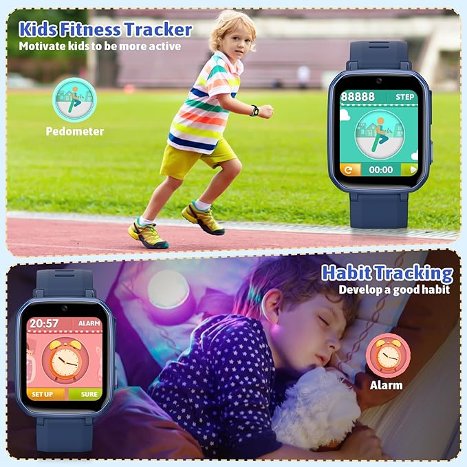 zicor Kids Game Watch Gift with 26 Puzzle Games, Dual Camera, Music Player, Pedometer, Video Recorder, Flashlight, Alarm Clock,Educational Toy for Boys Girls Age 4-12 Years Old,Birthday