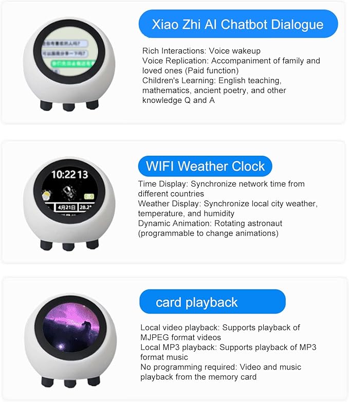 Zunate Smart Talking Robot Companion with 1.28 Inch Display, Voice Wake Up AI Chat bot with WiFi Bluetooth 5.0, Weather Clock, Music Video Playback, Interactive Robot Toy for Kids