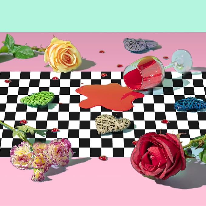 Irenare Car Birthday Party Supplies Racing Decorations 50s Party Tablecloth Racetrack Table Runner Table Covers for Kids Boy Car Theme Birthday Decor, 54 x 108 Inch(Pink,6 Sheets)