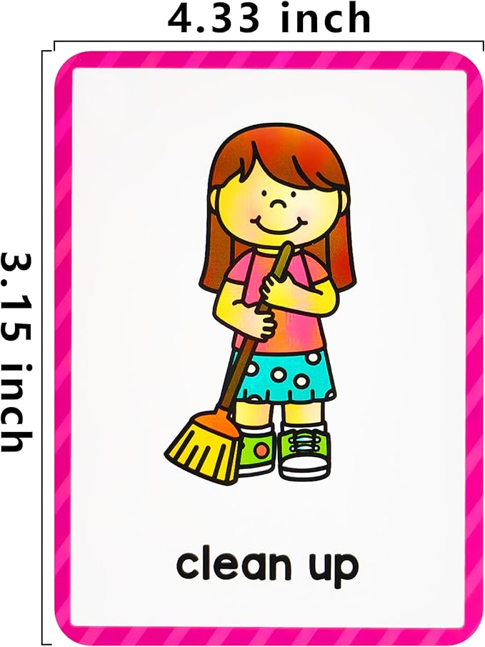 Learning Flashcards Daily Routines, 38 Different Educational Words, Social Learning Card for Kids