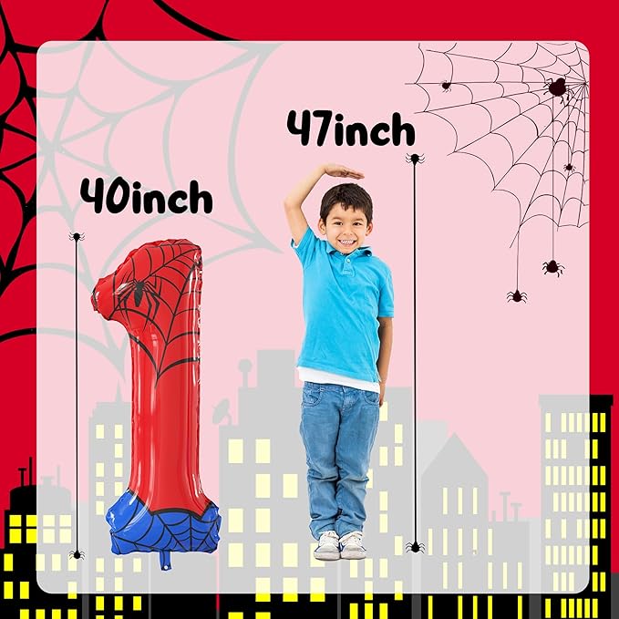 40 Inch Giant Spider Theme Number Foil Balloons Large Number 1 Balloons Kids Party Balloons Birthday Party Decorations Supplies Number 0-9 Available for Kids' Birthday Anniversary Party