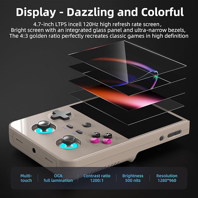 RG477V Dimensity 8300 Android14 sSystem 4.7-inch Touch Handheld Game Console WiFi/Bluetooth Hall Joystick RGB Light 5500mah (RG477V Gray-New)