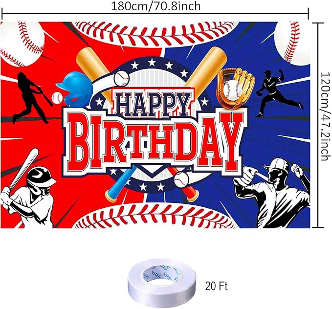 Baseball Birthday Party Decoration Baseball Happy Birthday Backdrop Baseball Photo Background Banner Poster for Baseball Party Decorations Party Supplies 70.8 x 47.2 Inch