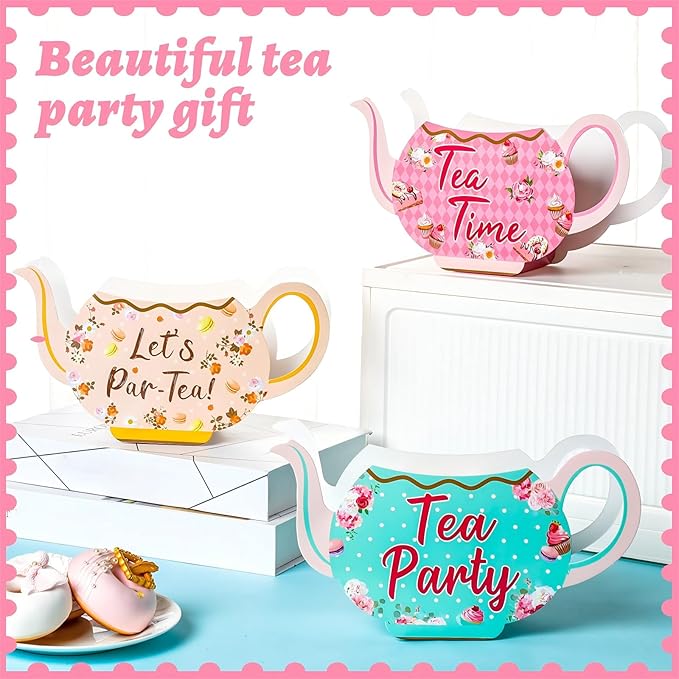 Yinder 6 Pcs Tea Party Decorations Princess Party Flower Boxes Centerpiece Floral Teapot Centerpiece for Floral Tea Themed Birthday Wedding Supplies(Elegant Tea Pot)