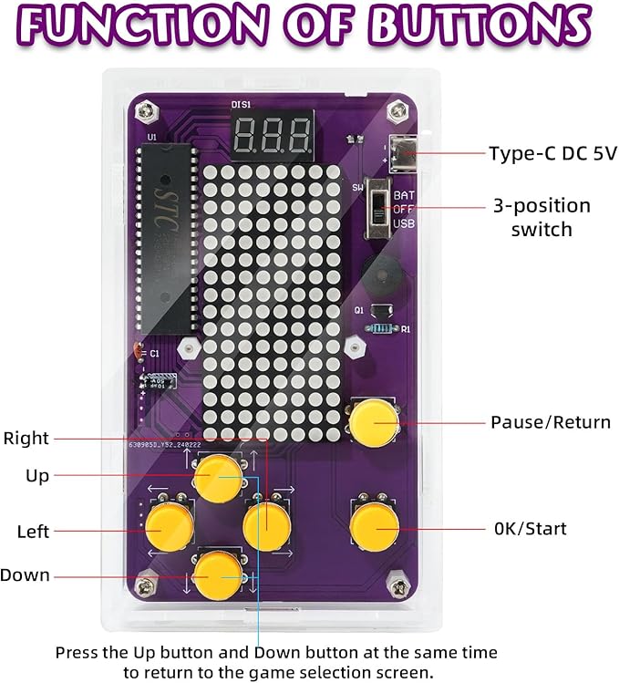 Basic Soldering Kit for Teaching, Soldering Practice Kit with Retro Classic Games, Soldering Projects for STEM Education, Electronic Kits for College High School Students Learning
