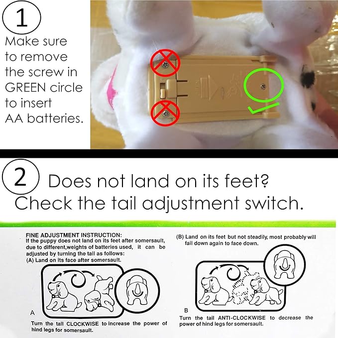 Haktoys Flip Over Puppy Battery Powered Dog Somersaults Walks Sits Barks for Animal and Pet Loving Toddlers & Kids
