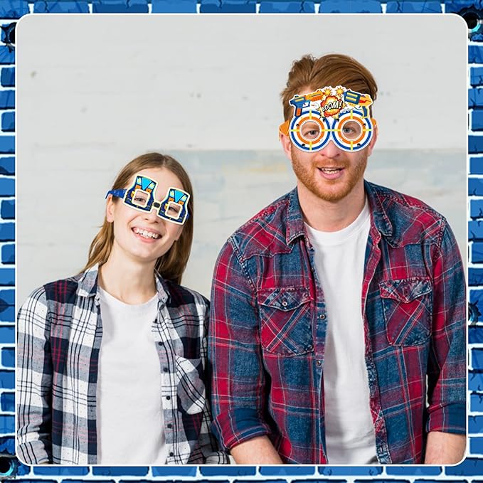 24 PCS Dart Battle Party Paper Eyeglasses, Dart Battle Party Favors Decorations Supplies, Dart War Birthday Party Decorations Gifts Photo Booth Props