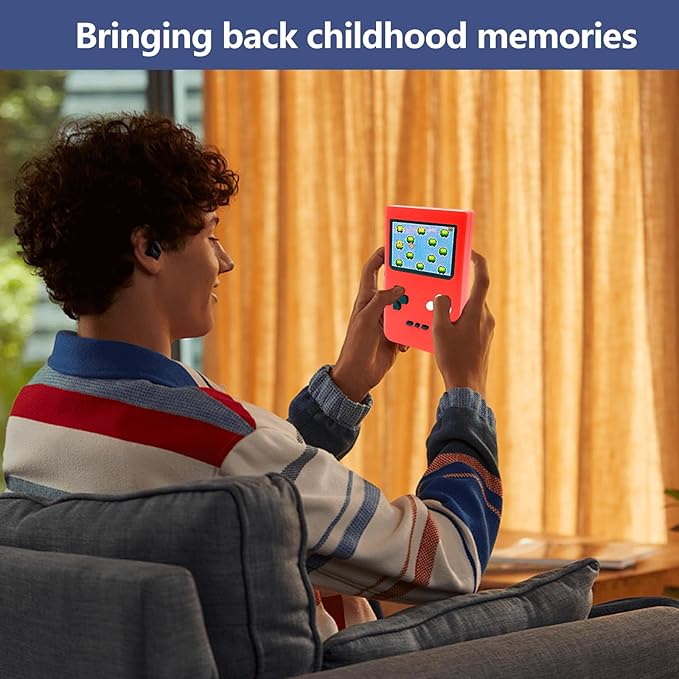 Handheld Game Console -2.4-inch HD Screen, 218 Video Games, Mini Arcade Electronic Toy Birthday Gift, Suitable for Children and Adults, Needs 3 AAA Batteries (Red)