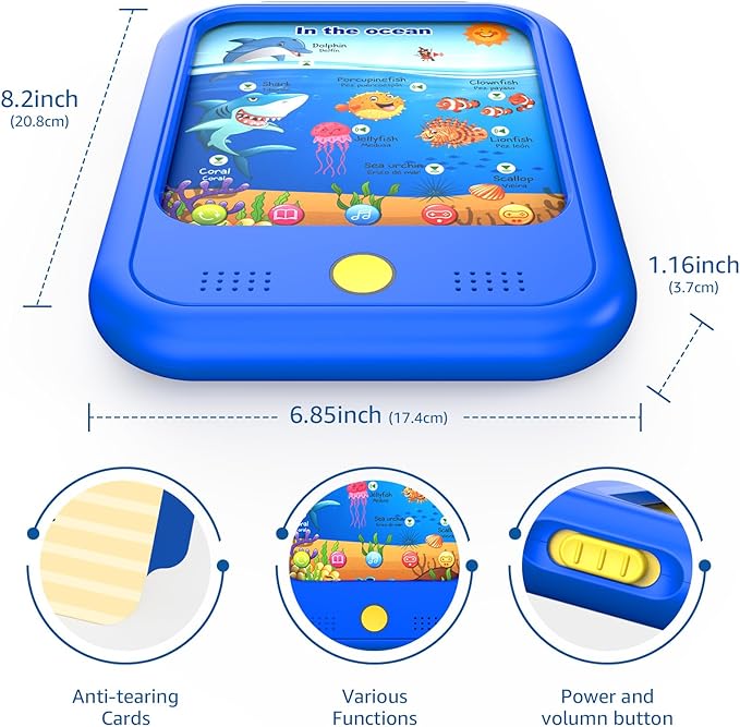 Kids Learning Tablet Educational Learning Pad for Toddlers 2-5 to Learn Alphabets, Numbers, Foods, Time, Music, Talking Cards for Toddlers，Learning Educational Toy Kids Gifts