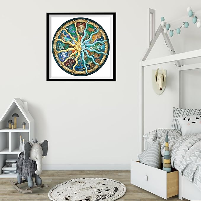 Puzzles for Adults 1000 Pieces, Round Jigsaw Puzzle Zodiac Horoscope Challenging Puzzles Fun Jigsaw Puzzle 1000 Pieces (26.7 Inch)