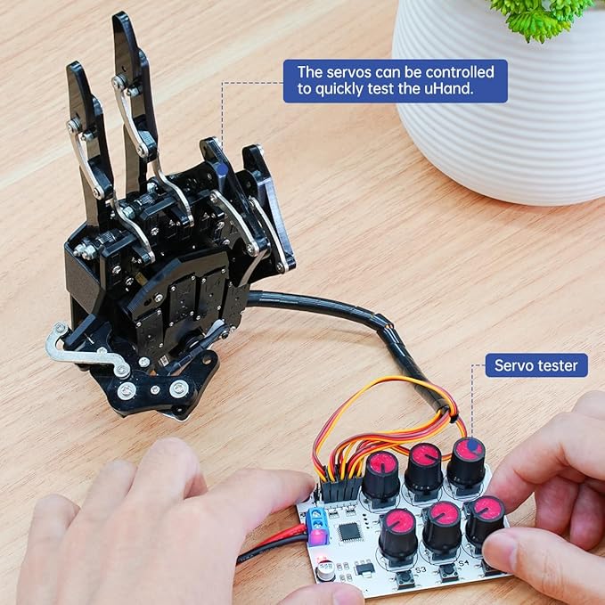 HIWONDER Robot Hand Five Fingers Support Secondary Development Solely Movement Bionic Robot Mechanical Arm Hand DIY Robot（Right Hand）