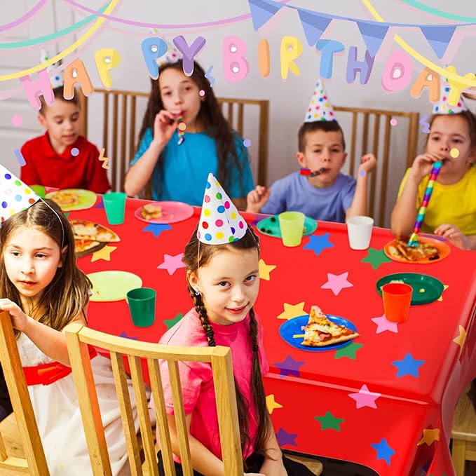 Oudain 2 Sheets Street Theme Birthday Party Decorations Cookie and Star Tablecloth 54 x 108 Inch Plastic Table Covers for Birthday Party Supplies