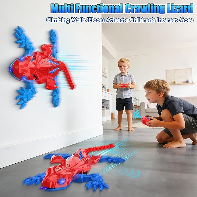 TWFRIC Wall Climbing Gecko Lizard: The Rechargeable Remote Control Car Toy - Exciting RC Crawlers for Kids Ages 6 & Up! Unlock Endless Fun! Perfect for Halloween, Christmas & Birthday Gifts! (Red)