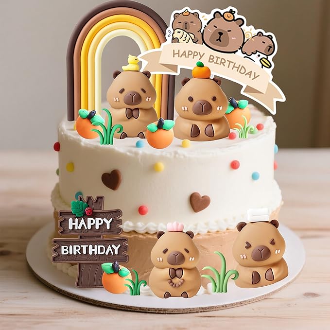 Capybara Cake Toppers Mini Blowfish Party Supplies for Capybara Birthday Party Supplies Shower Favors