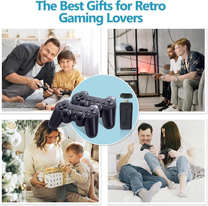 Retro Game Console, Retro Gaming Console, Wireless Retro Game Console, Plug & Play Video TV with 25200+ Built-in Games, 4K HDMI Output, and 2.4GHz Wireless Controller, 9 Classic Emulators (Black)