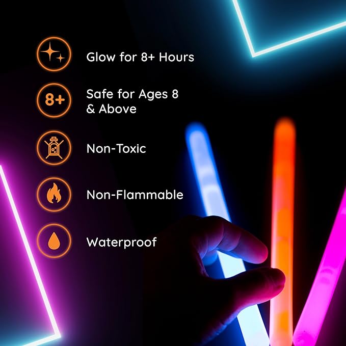Glow Fever Bulk 50ct 4" Glow In The Dark Sticks, For Kids Party Supplies Birthday Party Favors Halloween Accessory Game Prizes or Treats, Multi