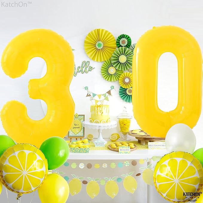 KatchOn, Yellow 0 Balloon Number - Giant, 40 Inch yellow Number Balloons | Zero Balloon for Happy Birthday Decorations | Number 0 Foil balloon for yellow Mylar Decorations