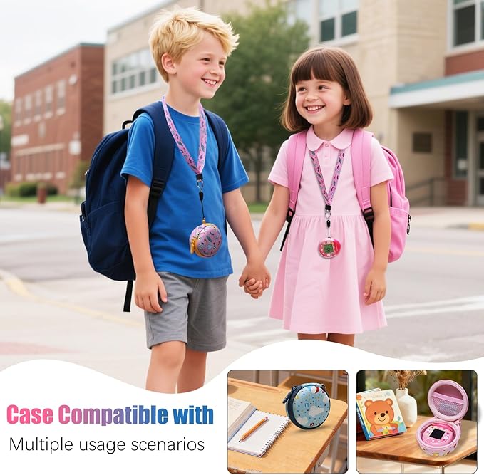 LTGEM Case Compatible with Tamagotchi Pix/Tamagotchi Original, Protective Carrying Case with Lanyard Neck Strap (Orange)