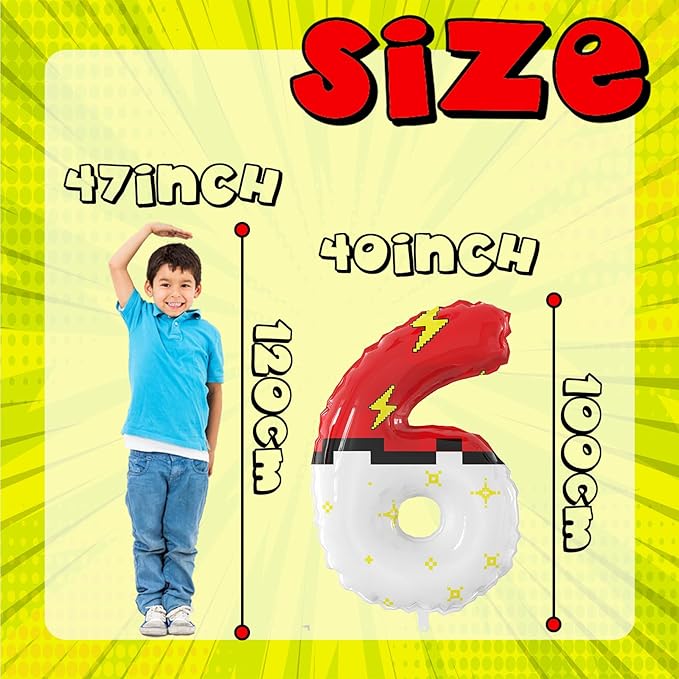 Red White Cartoon Theme Nylon Balloons Cartoon Balloons Birthday Party Balloons Decorations Supplies for Kids' Birthday Anniversary Party (Number Nylon 6)