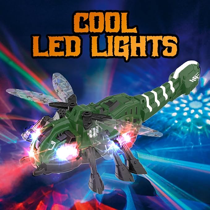 RC Dragonfly Robot Toy with 2.4GHz Remote, Lights, Music & Spray - Realistic Dragonfly Gift for Kids, Perfect for Holidays, Parties & Pranks, Green