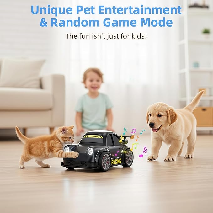 3-in-1 Smart RC Car with Follow & Escape Modes, 360° Stunt Drift, Voice/Light Effects, and Pet Play Mode, 4WD Remote Control Car Toy for Kids and Cat Dogs
