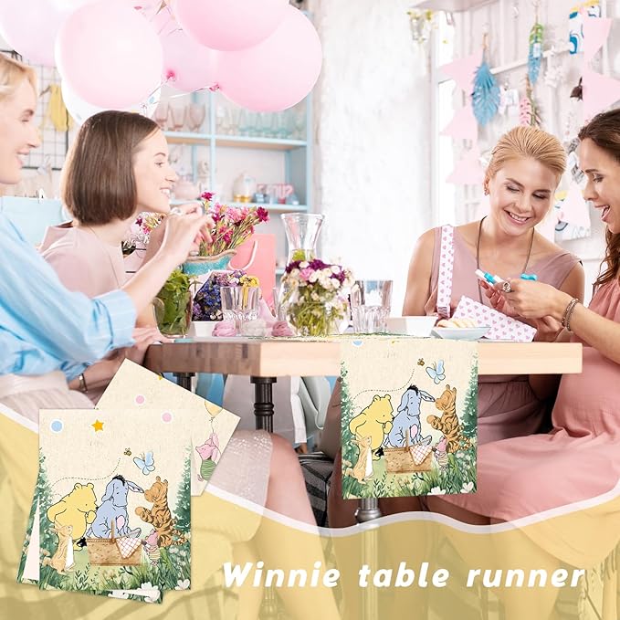 Winnie Baby Shower Decorations-Pooh Birthday Party Decor-Winnie Tablecloth,Tablecloth Oh Baby Gender Reveal Birthday Party Supplies for Kids Boys Girls,Classsic