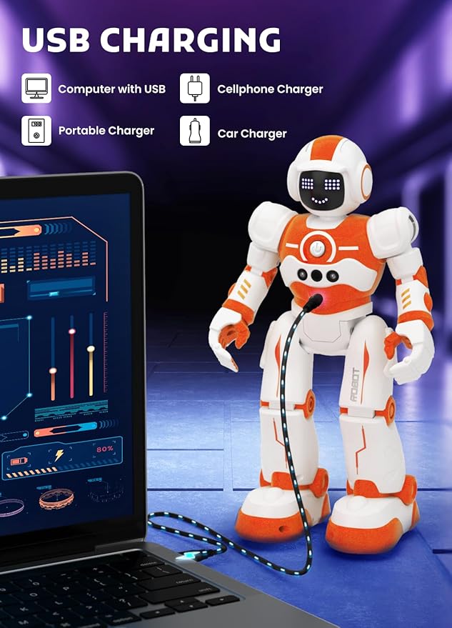 Robot Toys for Kids,Programmable Remote Control Smart Walking Dancing Robot Toy with Gesture & Sensing for Age 4 5 6 7 8 9 10 Year Old Boys Girls for Birthday Present,Orange
