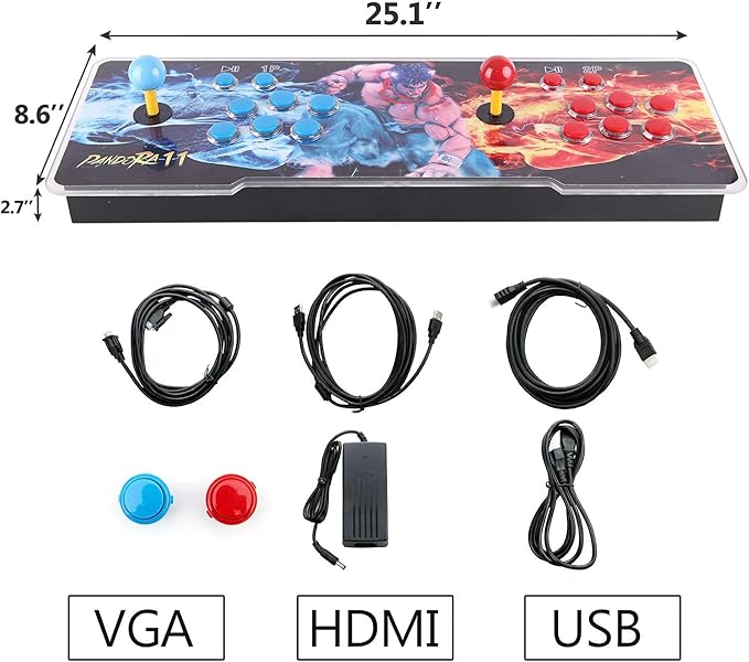 【30000 Games in 1】 Arcade Game Console ,Pandora Treasure 3D Double Stick,30000 Classic Arcade Game,Search Games, Support 3D,Favorite List, 4 Players Online,1280X720 Full HD Video