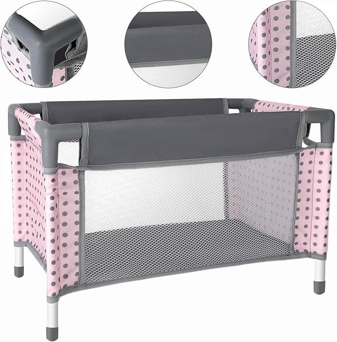 deAO Baby Doll Stroller Crib Bed Nursery Role Play Set Baby Doll with Accessories and Play Mat,Travel Cot,Bouncer,Foldable Stroller and Travel Bag Gifts for Toddlers Girls Boys