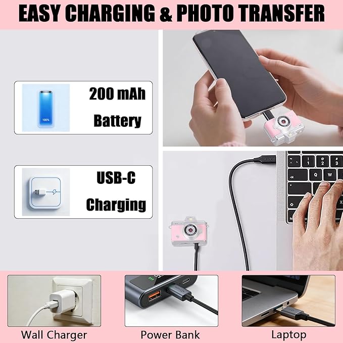 32GB Keychain Camera, Ultra-Light 25g Compact 1080P HD Video Recorder, Portable Toy Camera, Travel Party Accessory, Mini Entertainment Clip-on Camcorder for Daily Fun（Pink
